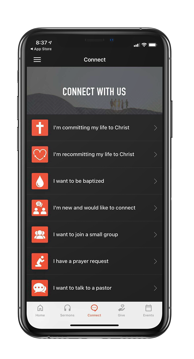Real Life Ministries’ app offers multiple church connection cards